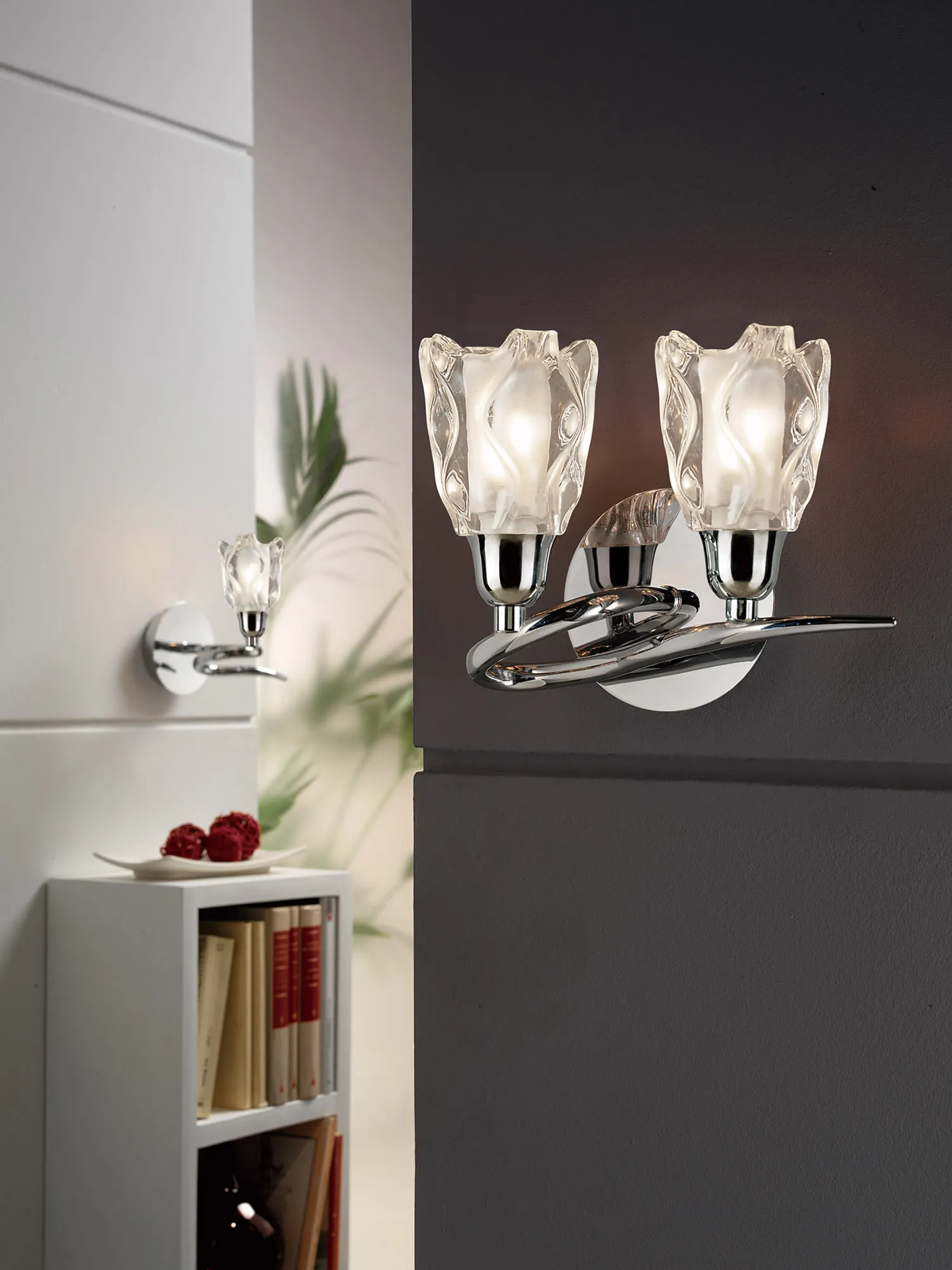 Amel Polished Chrome Wall Lights Mantra Armed Wall Lights